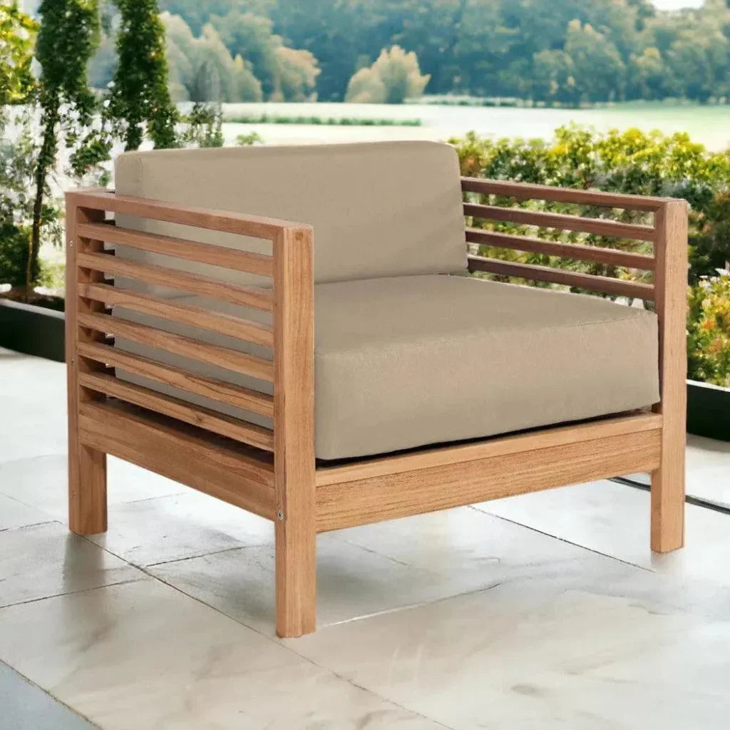 HiTeak Summer Teak Outdoor Club Chair Sunbrella Cushion
