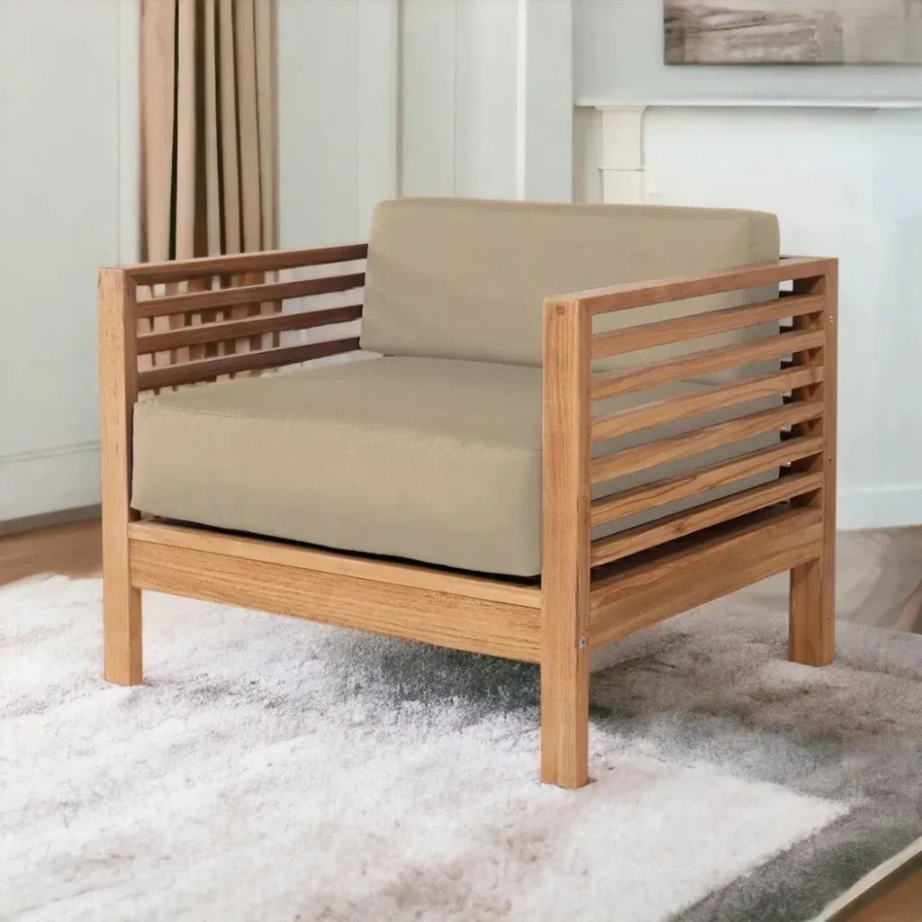 HiTeak Summer Teak Outdoor Club Chair Sunbrella Cushion