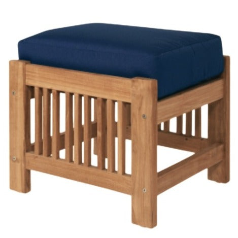 Summer Teak Outdoor Ottoman with Sunbrella Cushions-Outdoor Ottomans-HiTeak-Navy-LOOMLAN