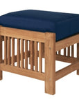 Summer Teak Outdoor Ottoman with Sunbrella Cushions-Outdoor Ottomans-HiTeak-Navy-LOOMLAN