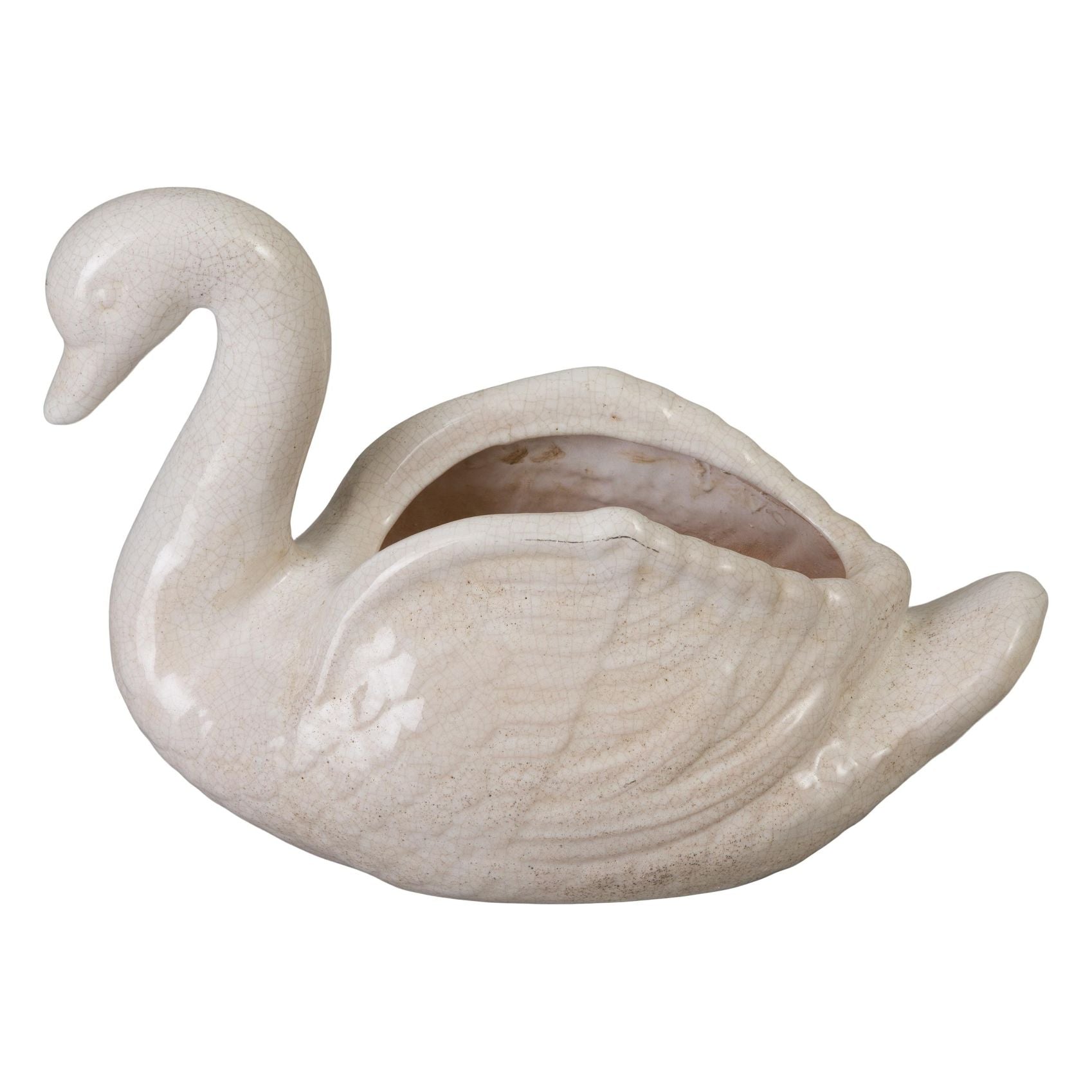 Emissary Swan White Ceramic Outdoor Planter