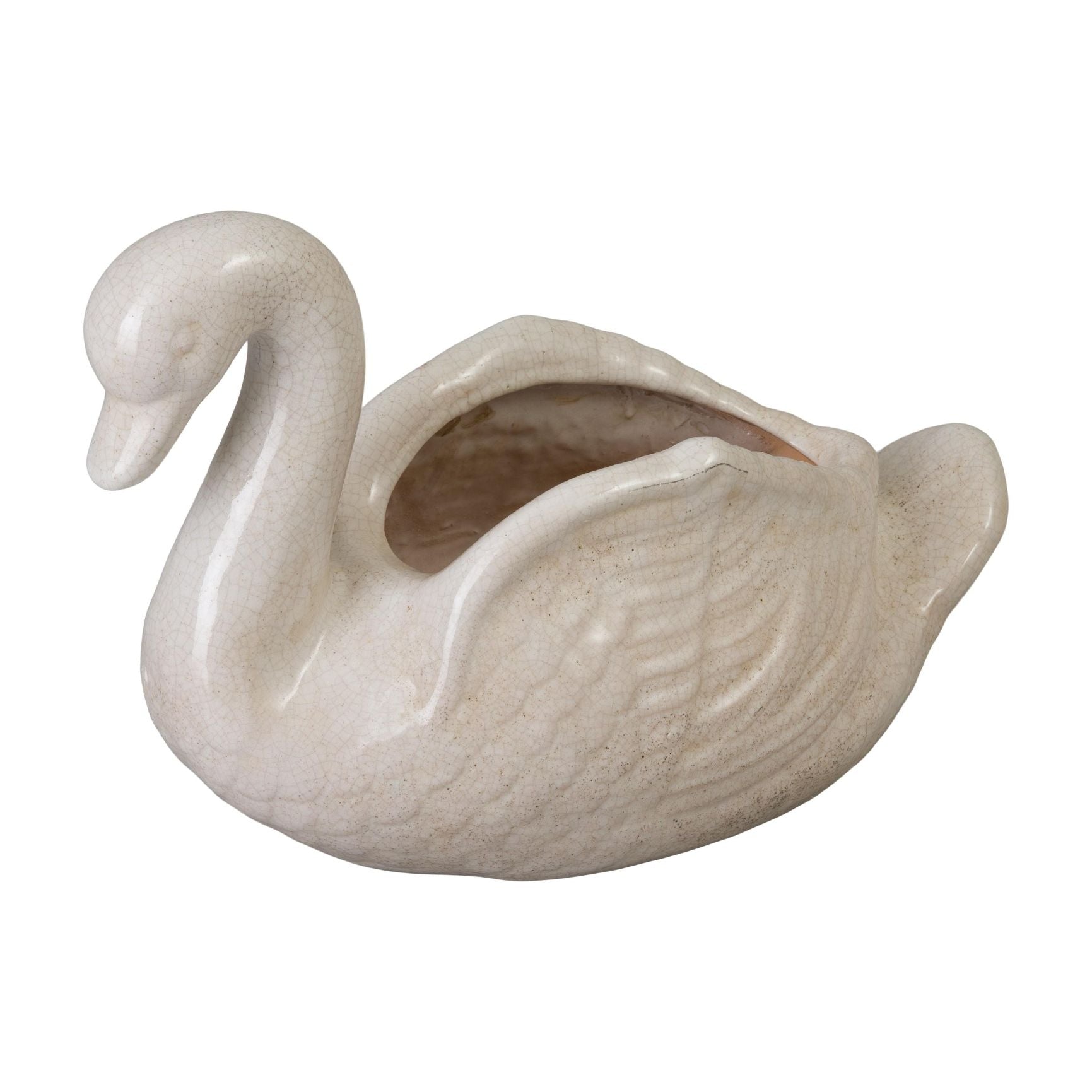 Emissary Swan White Ceramic Outdoor Planter