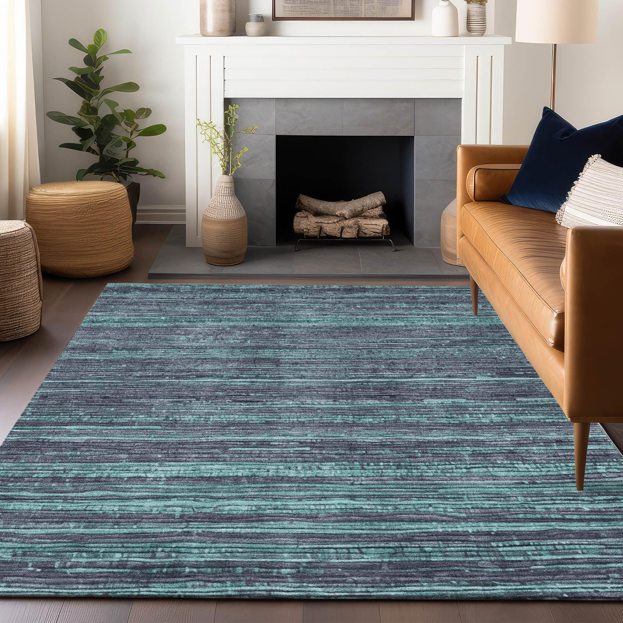 Addison Rugs Taelain Teal Washable Indoor-Outdoor Rug