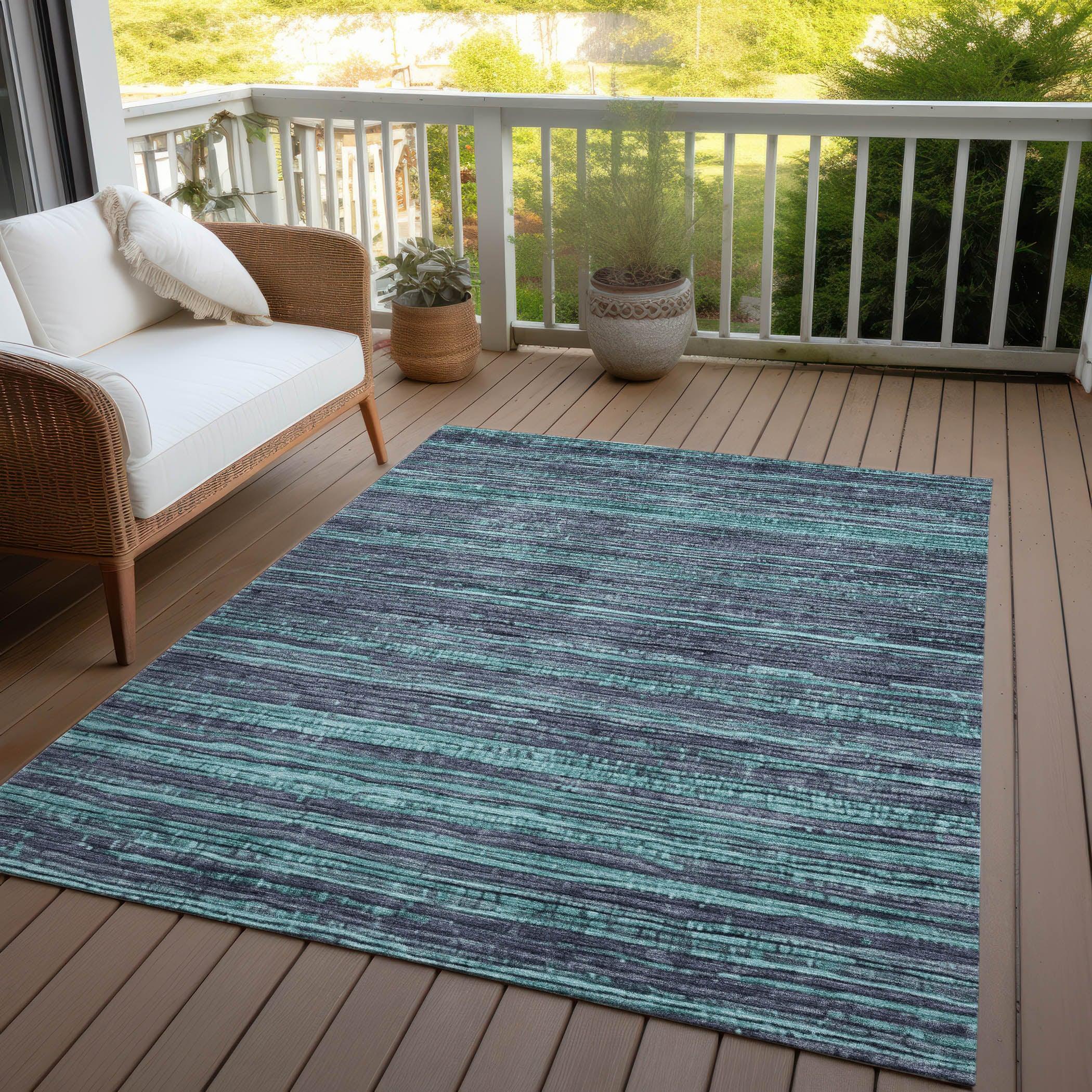 Addison Rugs Taelain Teal Washable Indoor-Outdoor Rug