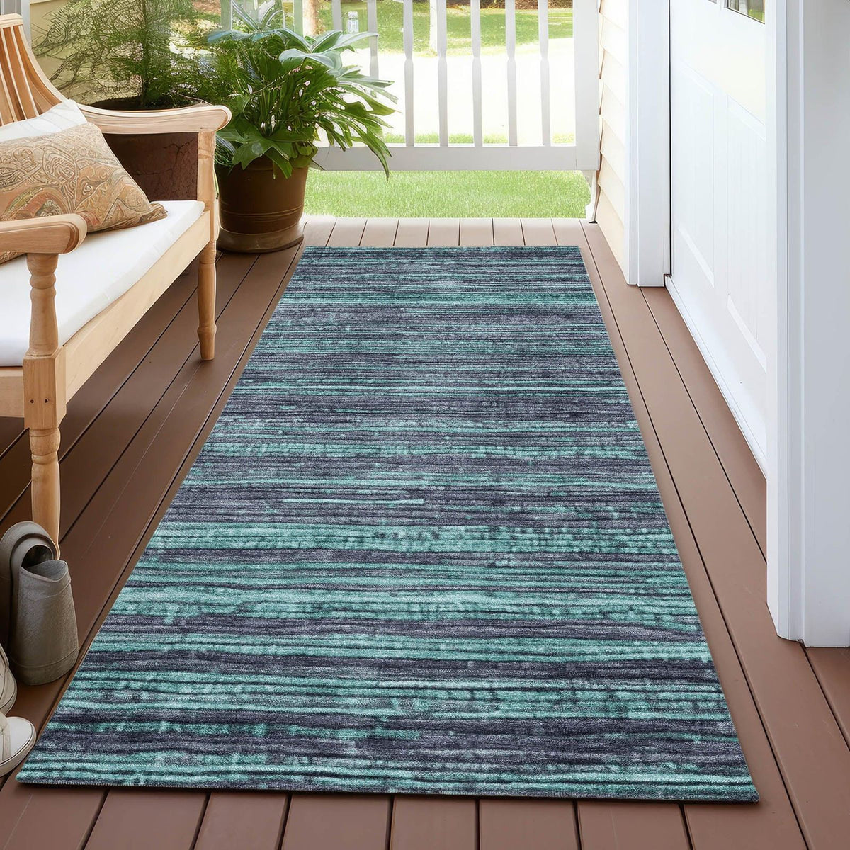 Addison Rugs Taelain Teal Washable Indoor-Outdoor Rug