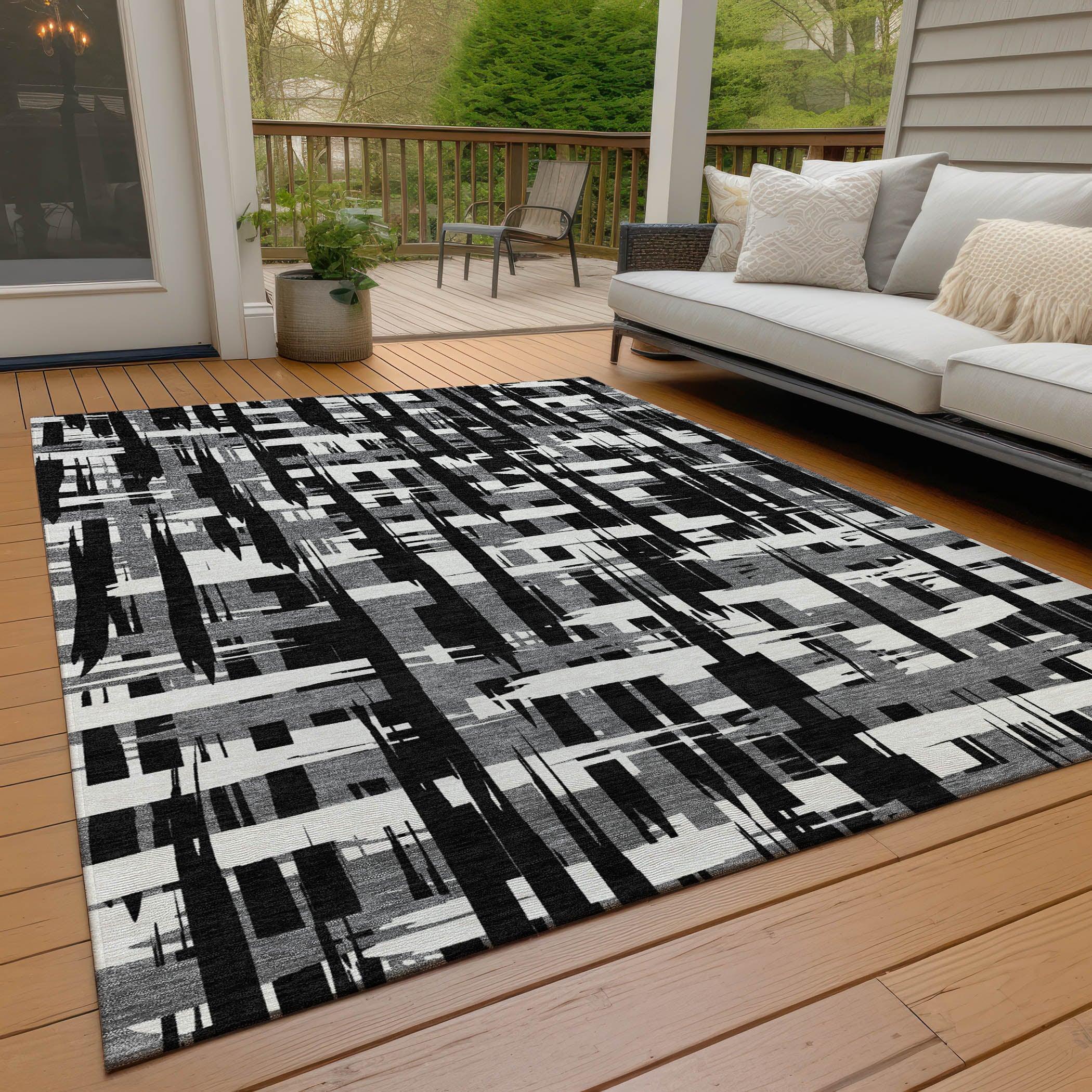 Addison Rugs Taelaris Black Washable Indoor-Outdoor Rug