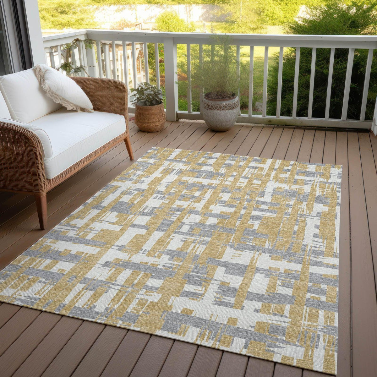 Addison Rugs Taelaris Gold Washable Indoor-Outdoor Rug