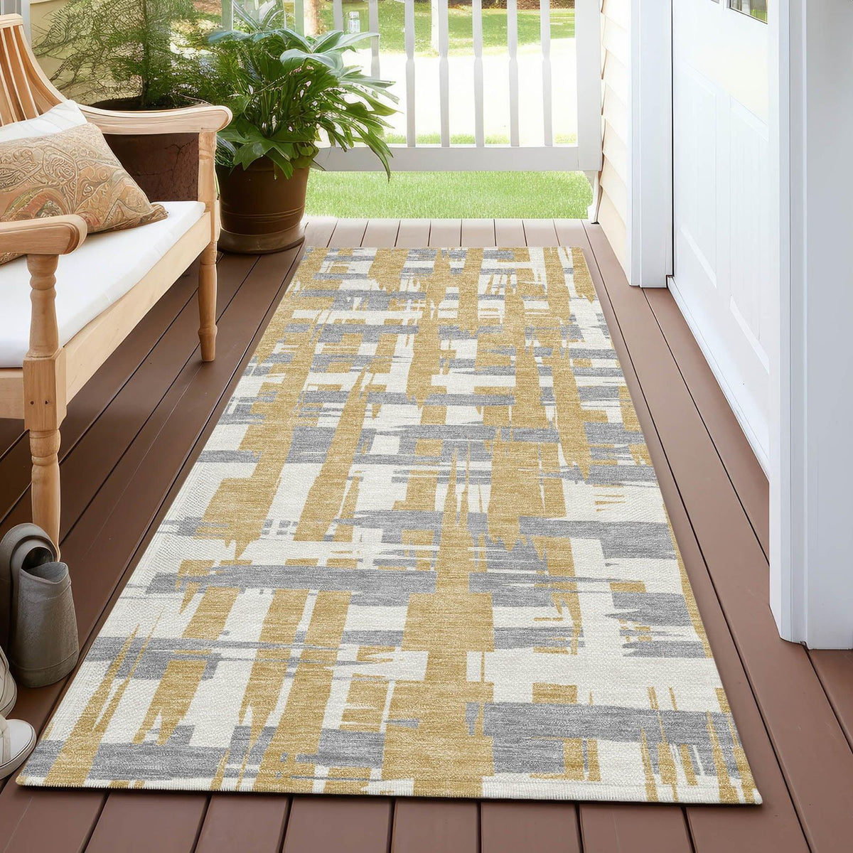 Addison Rugs Taelaris Gold Washable Indoor-Outdoor Rug