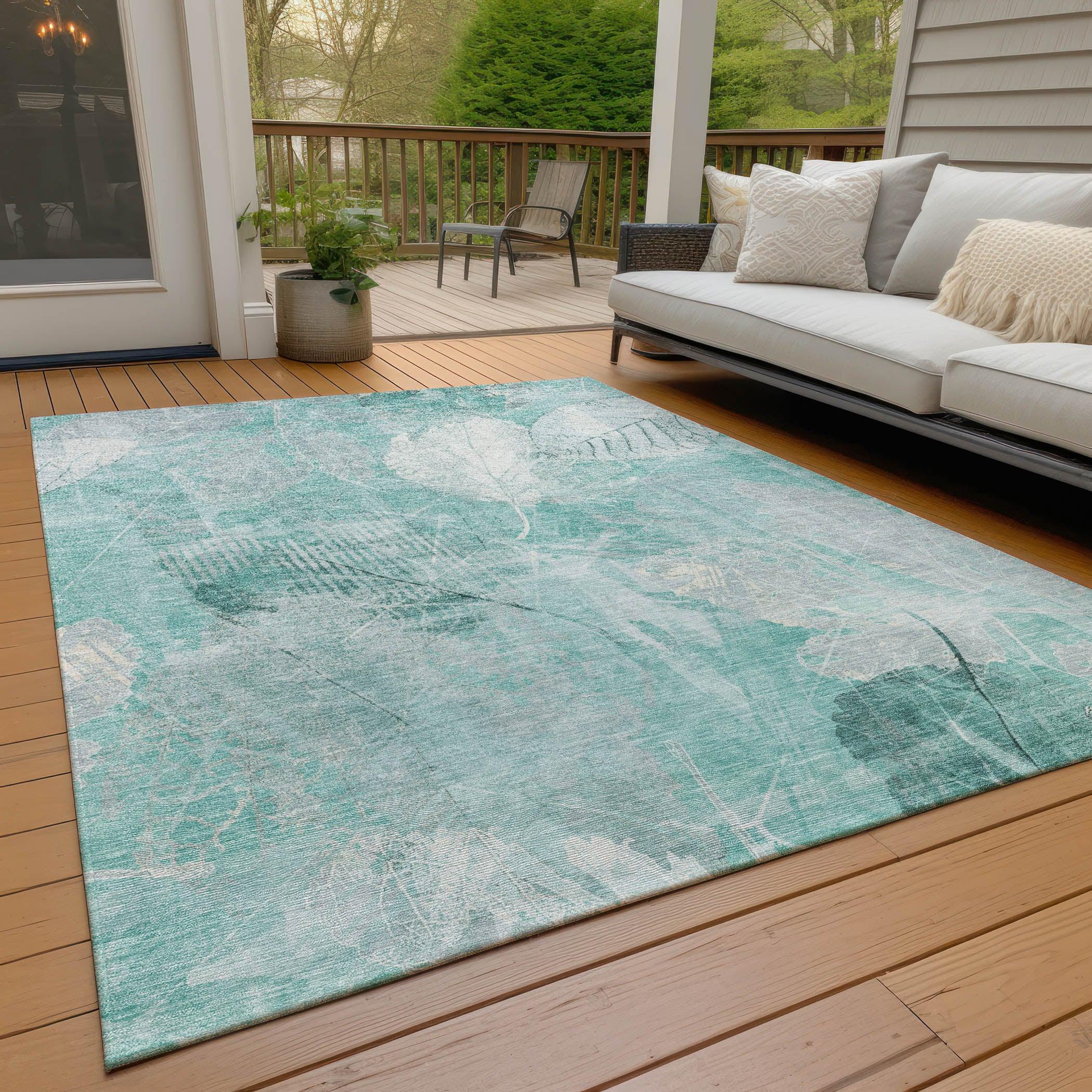 Addison Rugs Taelas Teal Washable Indoor-Outdoor Rug