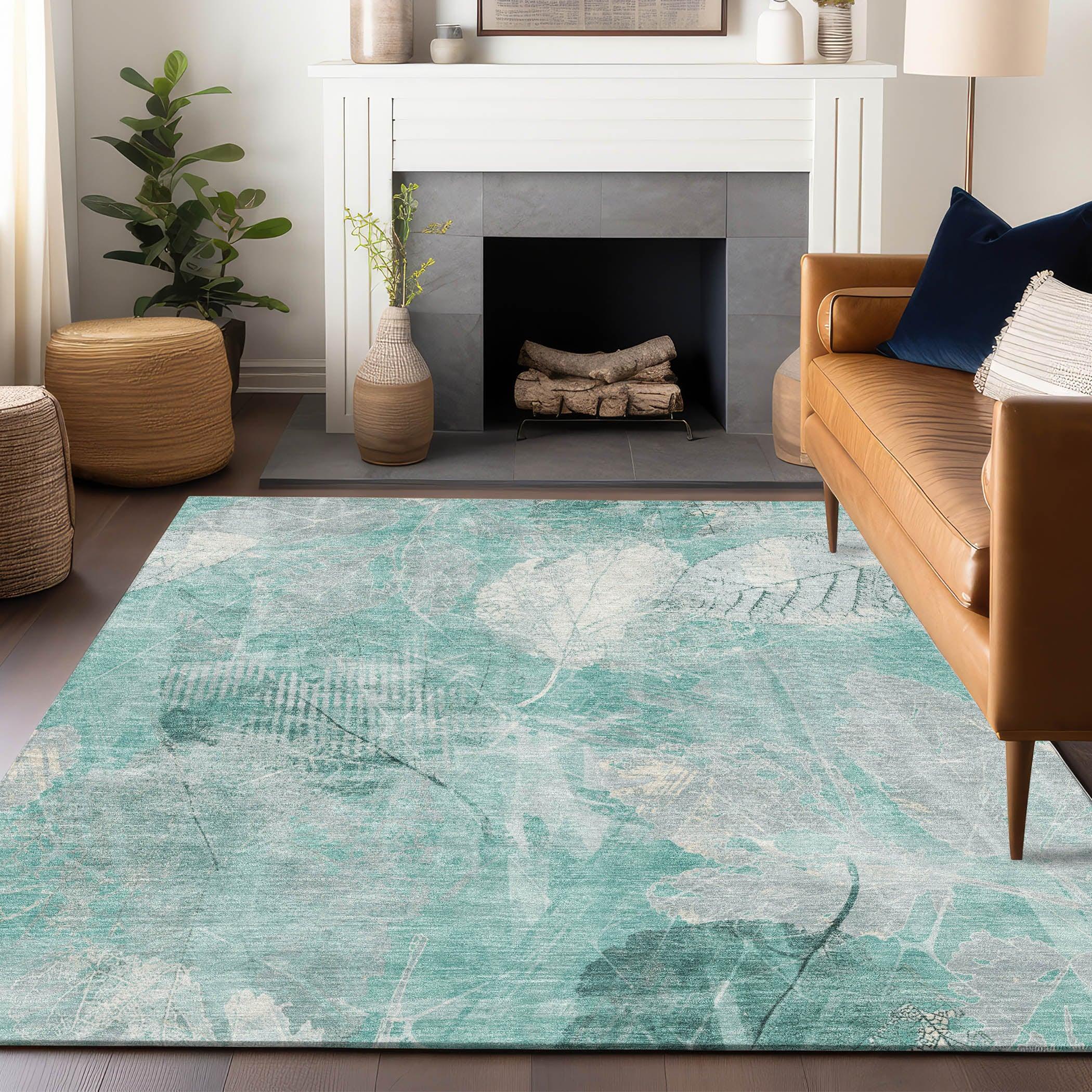 Addison Rugs Taelas Teal Washable Indoor-Outdoor Rug