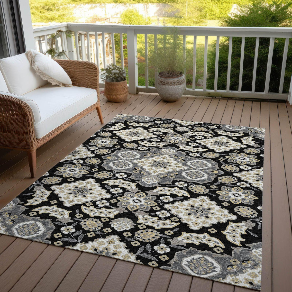 Addison Rugs Taelira Black Washable Indoor-Outdoor Rug