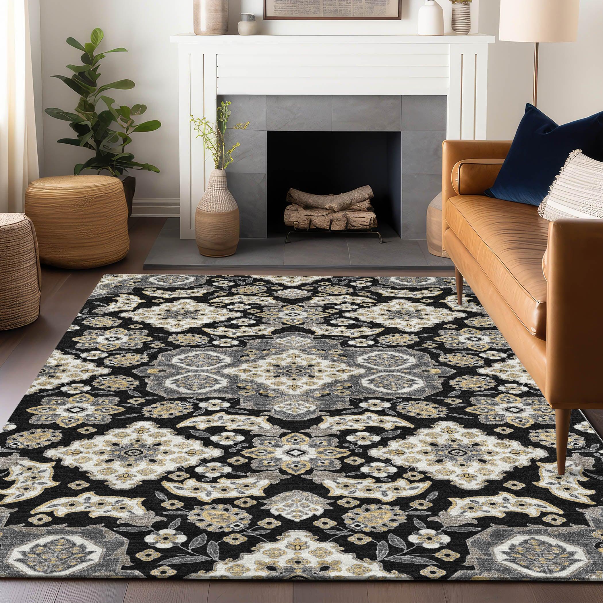 Addison Rugs Taelira Black Washable Indoor-Outdoor Rug