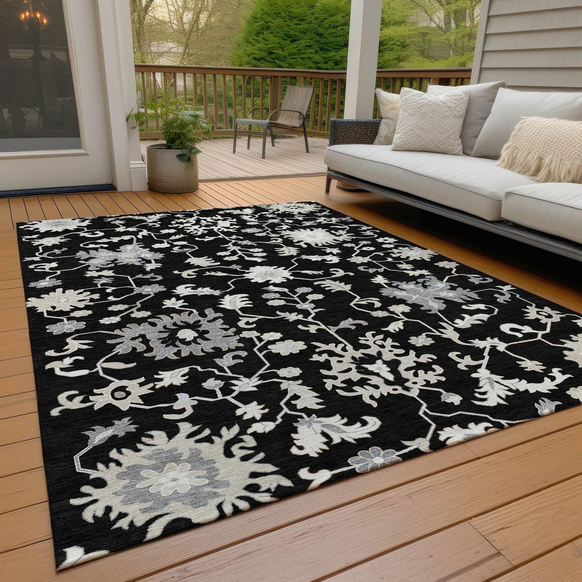 Addison Rugs Taelius Black Washable Indoor-Outdoor Rug