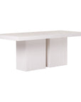 Tama Rectangle Dining Table - Double Pedestal - Ivory White Outdoor Dining Table