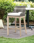 Tapestry Outdoor Barstool Flat Rope Sustainable Teak-Outdoor Bar Stools-Essentials For Living-LOOMLAN