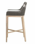 Tapestry Outdoor Barstool Flat Rope Sustainable Teak-Outdoor Bar Stools-Essentials For Living-LOOMLAN