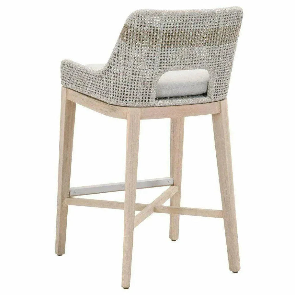 Tapestry Outdoor Barstool Rope &amp; Teak-Outdoor Bar Stools-Essentials For Living-LOOMLAN