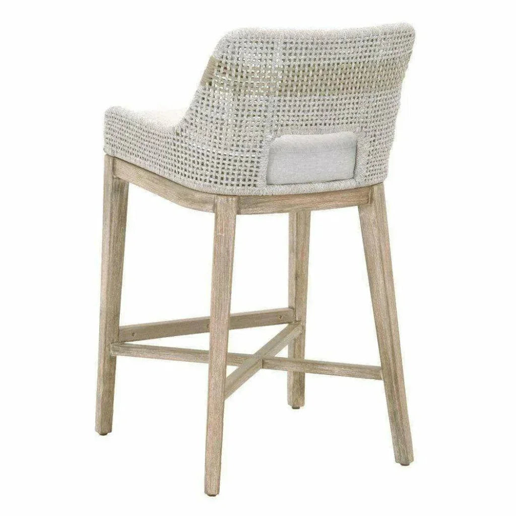 Tapestry Outdoor Barstool Rope &amp; Teak-Outdoor Bar Stools-Essentials For Living-LOOMLAN