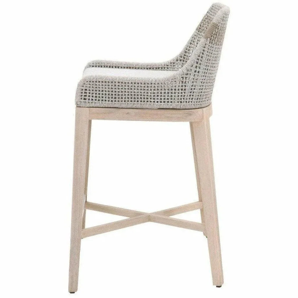 Tapestry Outdoor Barstool Rope &amp; Teak-Outdoor Bar Stools-Essentials For Living-LOOMLAN