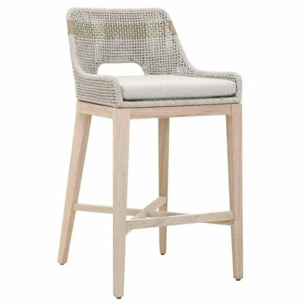 Tapestry Outdoor Barstool Rope &amp; Teak-Outdoor Bar Stools-Essentials For Living-LOOMLAN