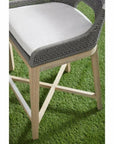 Tapestry Outdoor Counter Stool Teak Wood and Dove Rope-Outdoor Counter Stools-Essentials For Living-LOOMLAN