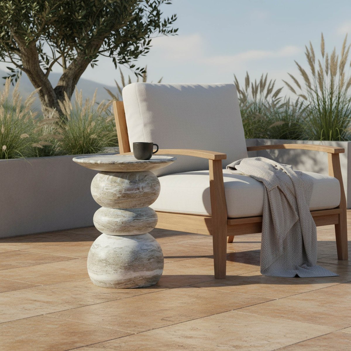 LH Home Temple Concrete Outdoor Side Table