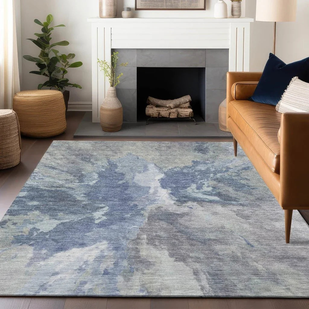 LOOMLAN Rugs Theodara Denim Washable Indoor-Outdoor Rug