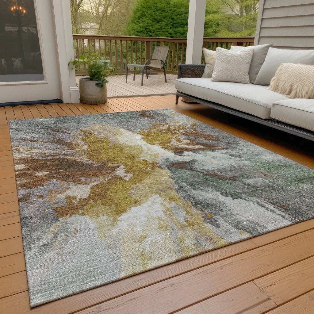 LOOMLAN Rugs Theodara Gold Washable Indoor-Outdoor Rug