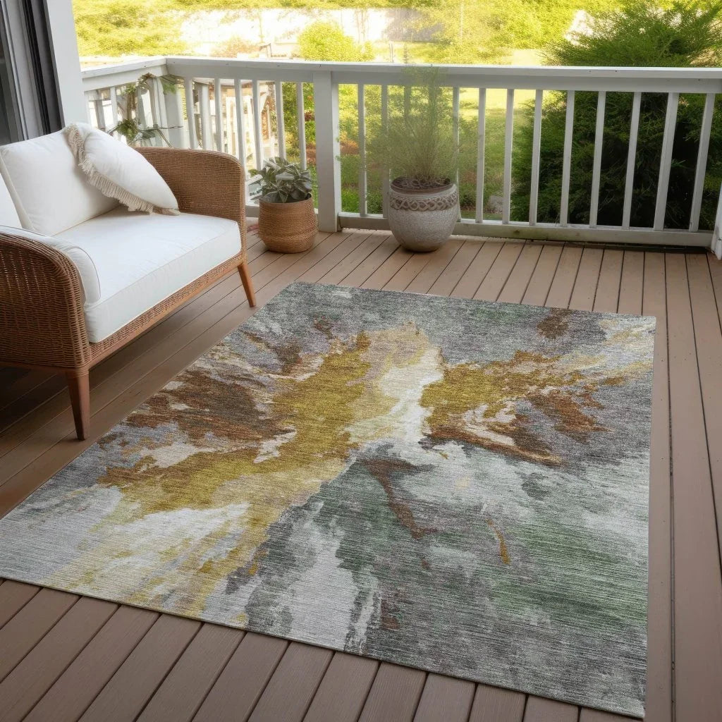 LOOMLAN Rugs Theodara Gold Washable Indoor-Outdoor Rug