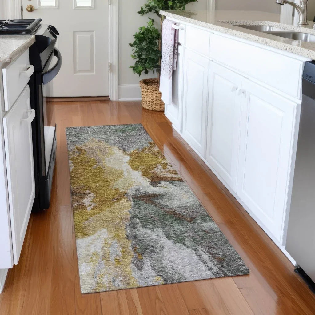 LOOMLAN Rugs Theodara Gold Washable Indoor-Outdoor Rug