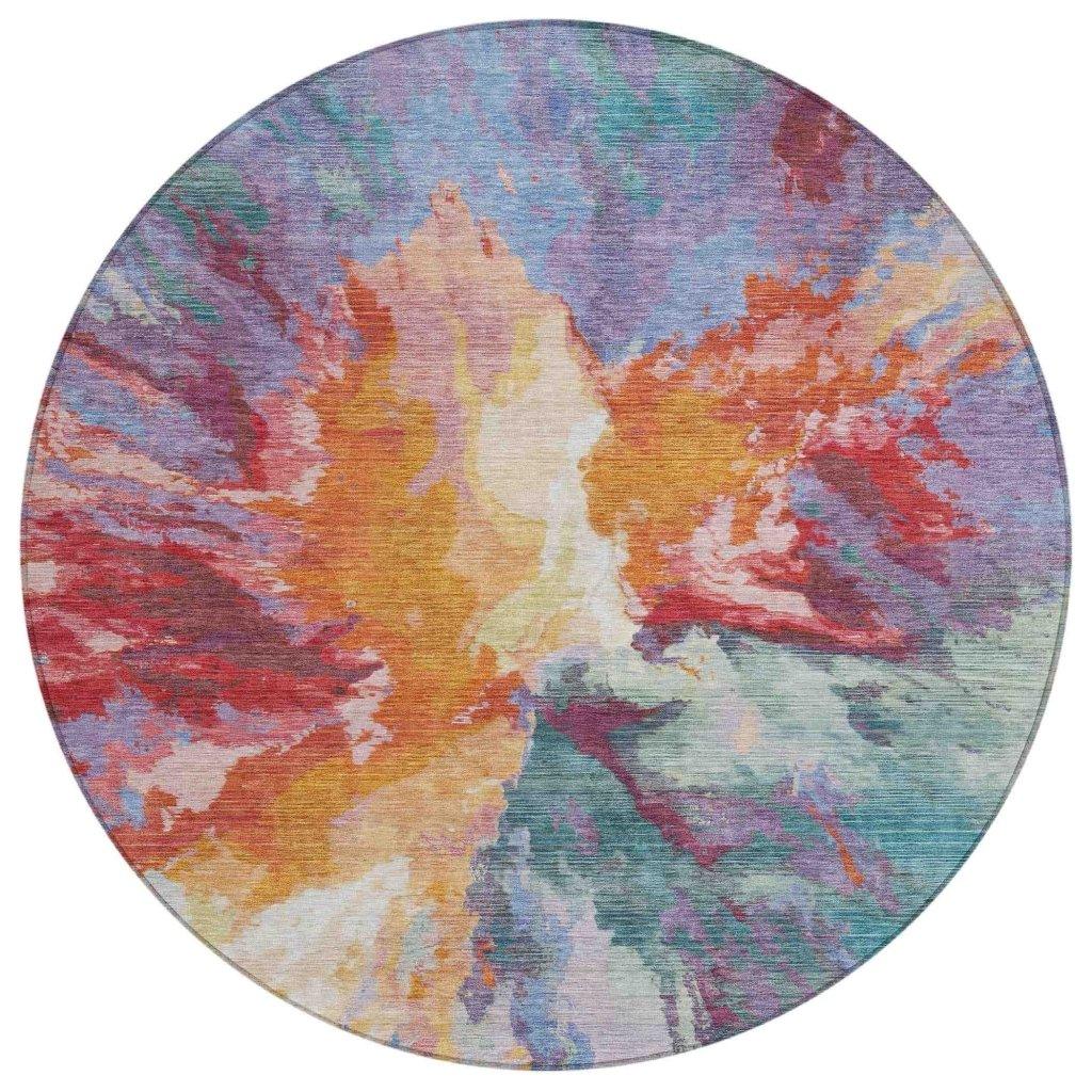 LOOMLAN Rugs Theodara Orange Washable Indoor-Outdoor Rug