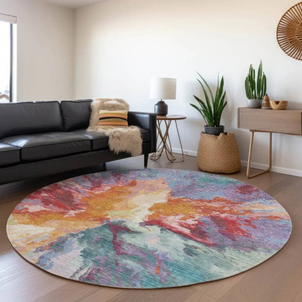 LOOMLAN Rugs Theodara Orange Washable Indoor-Outdoor Rug