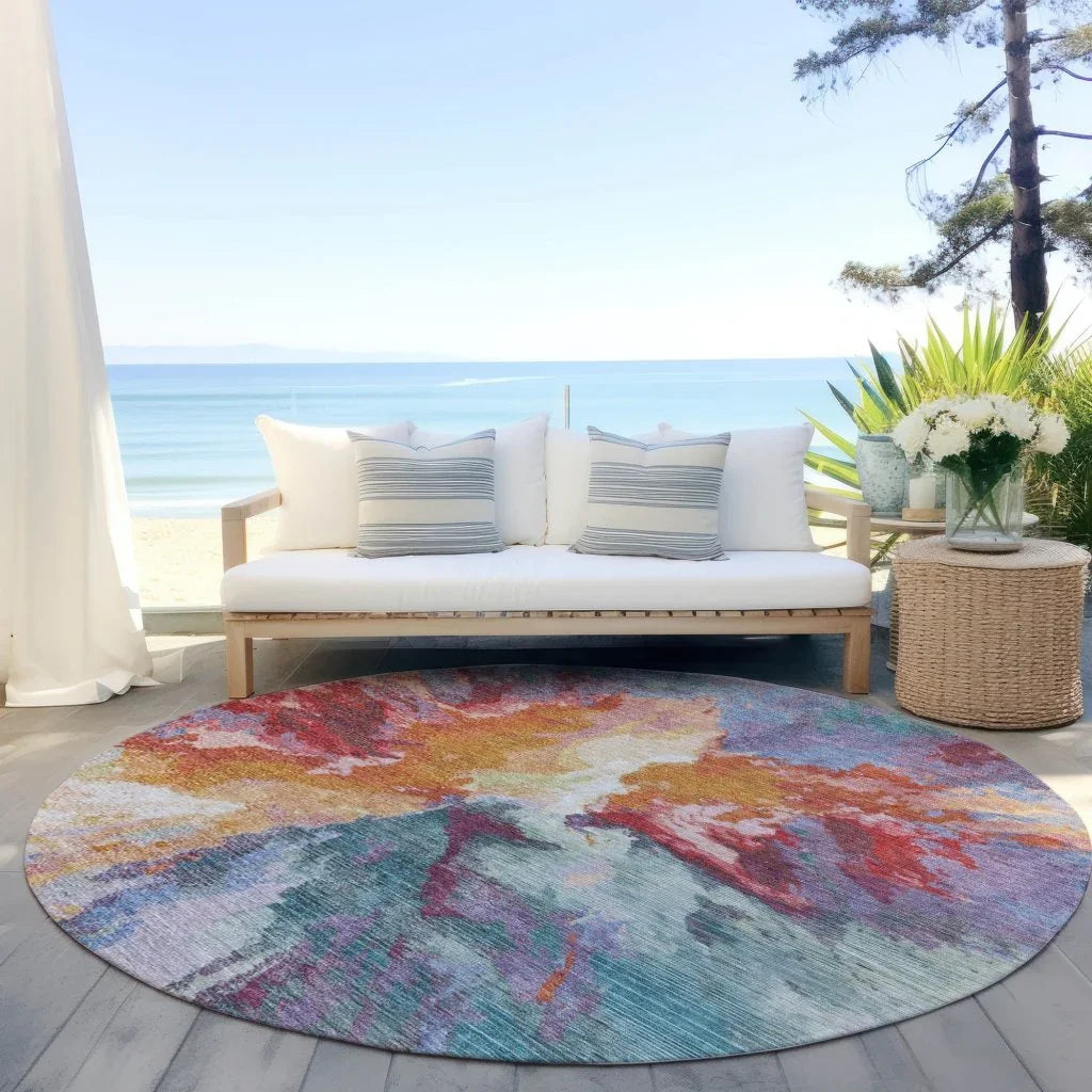 LOOMLAN Rugs Theodara Orange Washable Indoor-Outdoor Rug