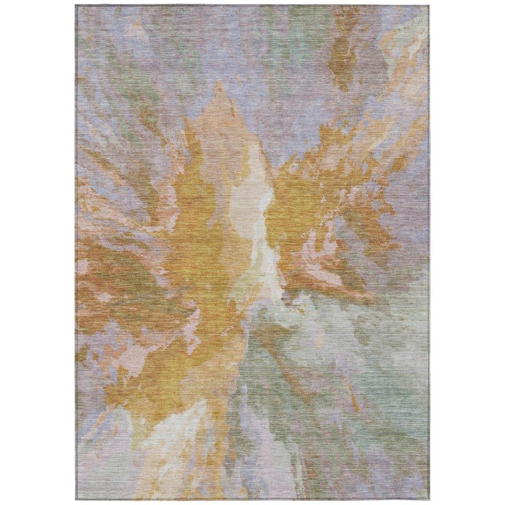 LOOMLAN Rugs Theodara Rust Washable Indoor-Outdoor Rug