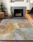 LOOMLAN Rugs Theodara Rust Washable Indoor-Outdoor Rug