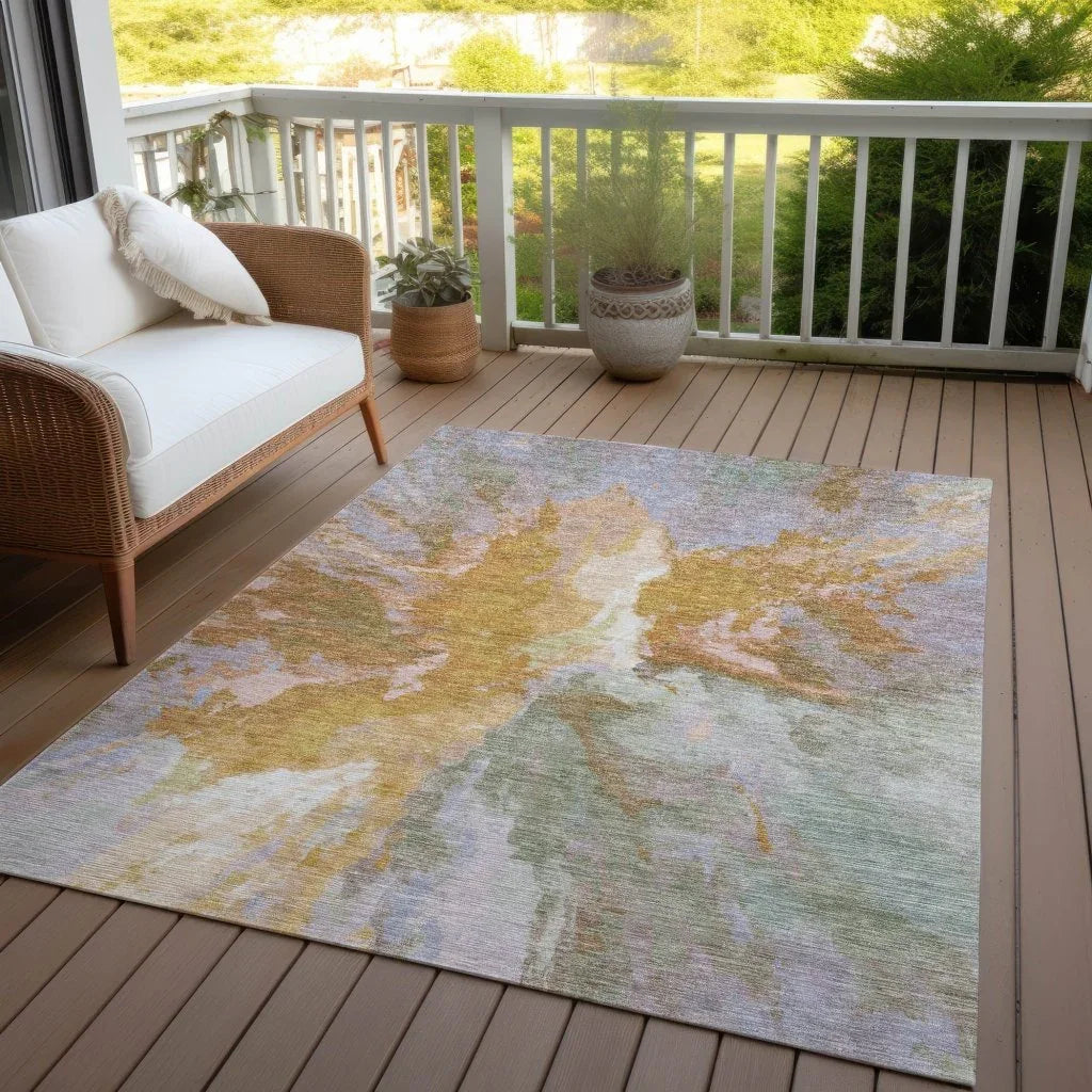 LOOMLAN Rugs Theodara Rust Washable Indoor-Outdoor Rug