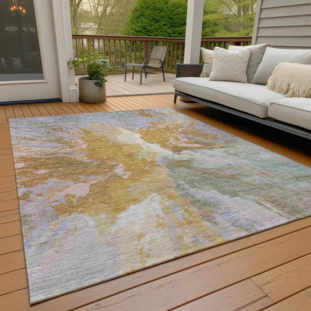 LOOMLAN Rugs Theodara Rust Washable Indoor-Outdoor Rug