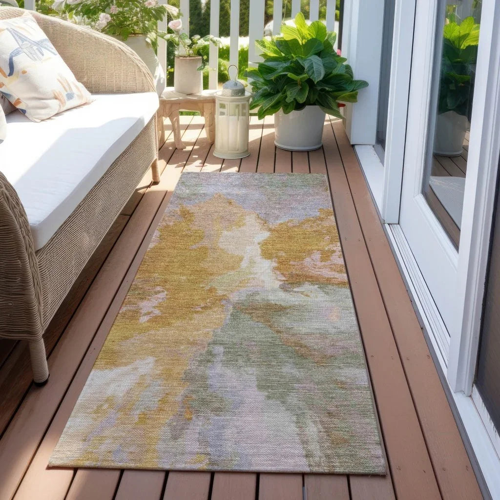 LOOMLAN Rugs Theodara Rust Washable Indoor-Outdoor Rug