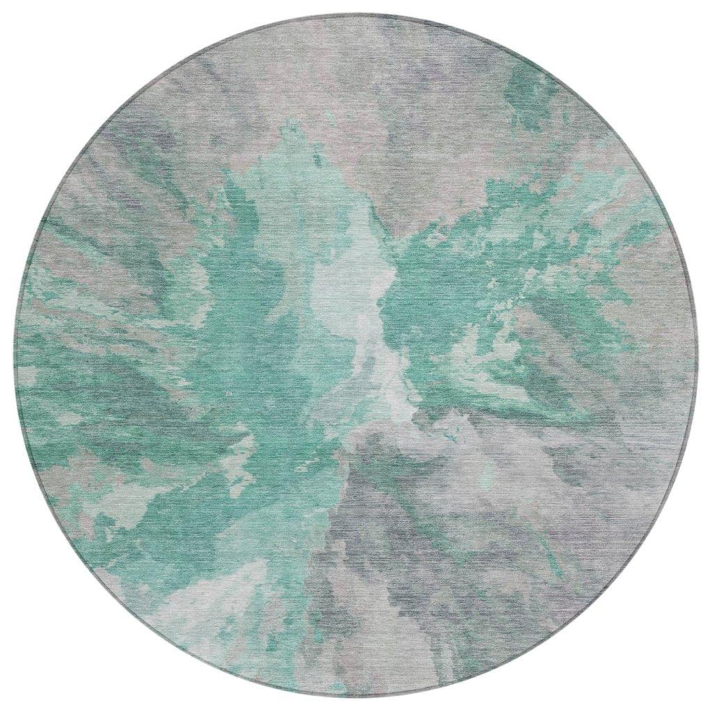 LOOMLAN Rugs Theodara Teal Washable Indoor-Outdoor Rug