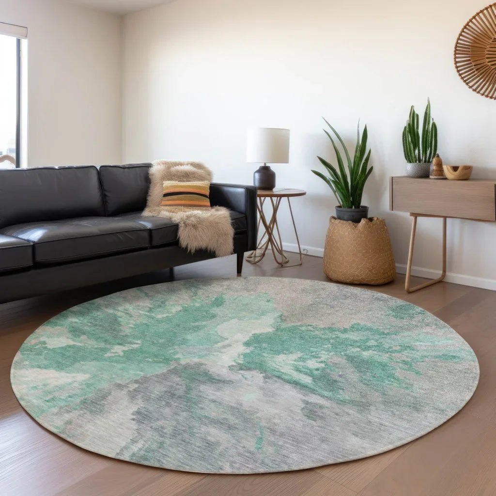 LOOMLAN Rugs Theodara Teal Washable Indoor-Outdoor Rug