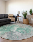 LOOMLAN Rugs Theodara Teal Washable Indoor-Outdoor Rug