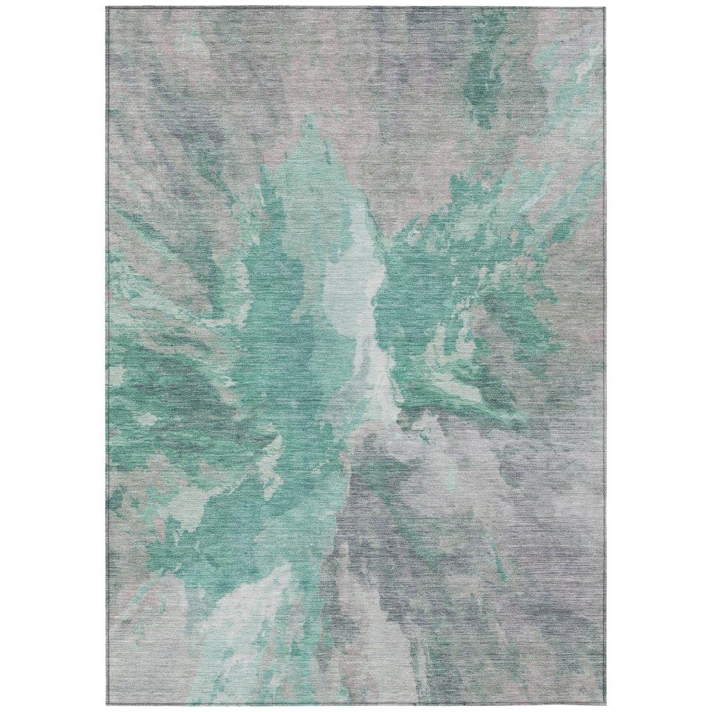 LOOMLAN Rugs Theodara Teal Washable Indoor-Outdoor Rug