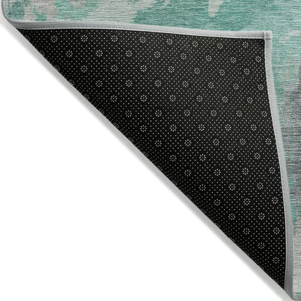 LOOMLAN Rugs Theodara Teal Washable Indoor-Outdoor Rug