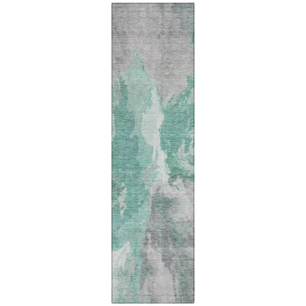 LOOMLAN Rugs Theodara Teal Washable Indoor-Outdoor Rug