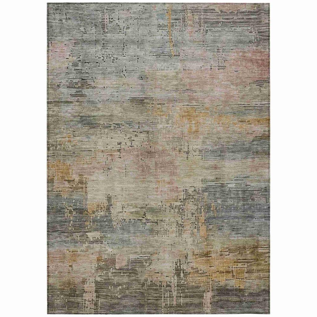 LOOMLAN Rugs Thornyx Green Washable Indoor-Outdoor Rug