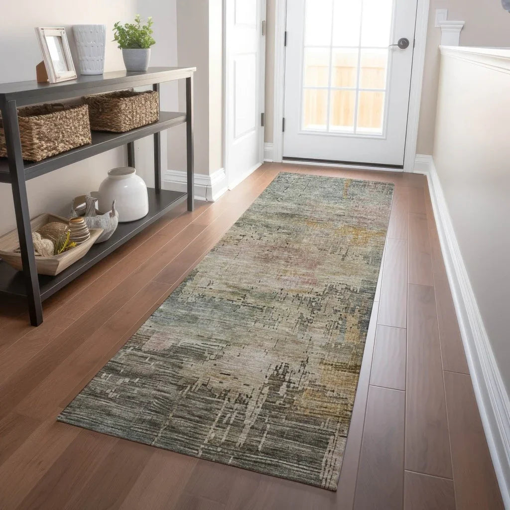 LOOMLAN Rugs Thornyx Green Washable Indoor-Outdoor Rug