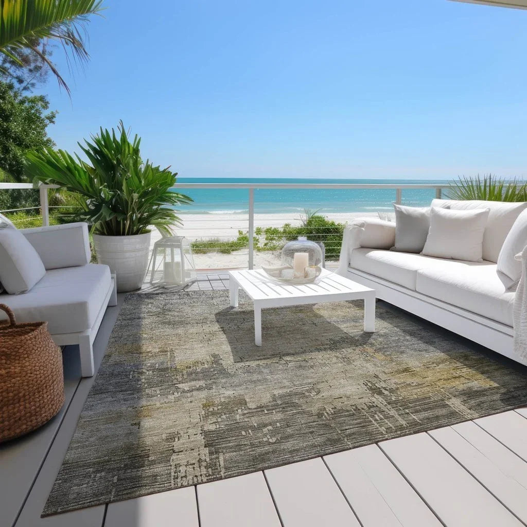LOOMLAN Rugs Thornyx Pewter Washable Indoor-Outdoor Rug