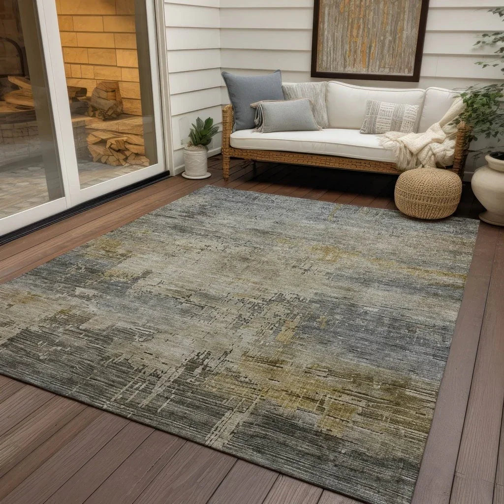 LOOMLAN Rugs Thornyx Pewter Washable Indoor-Outdoor Rug