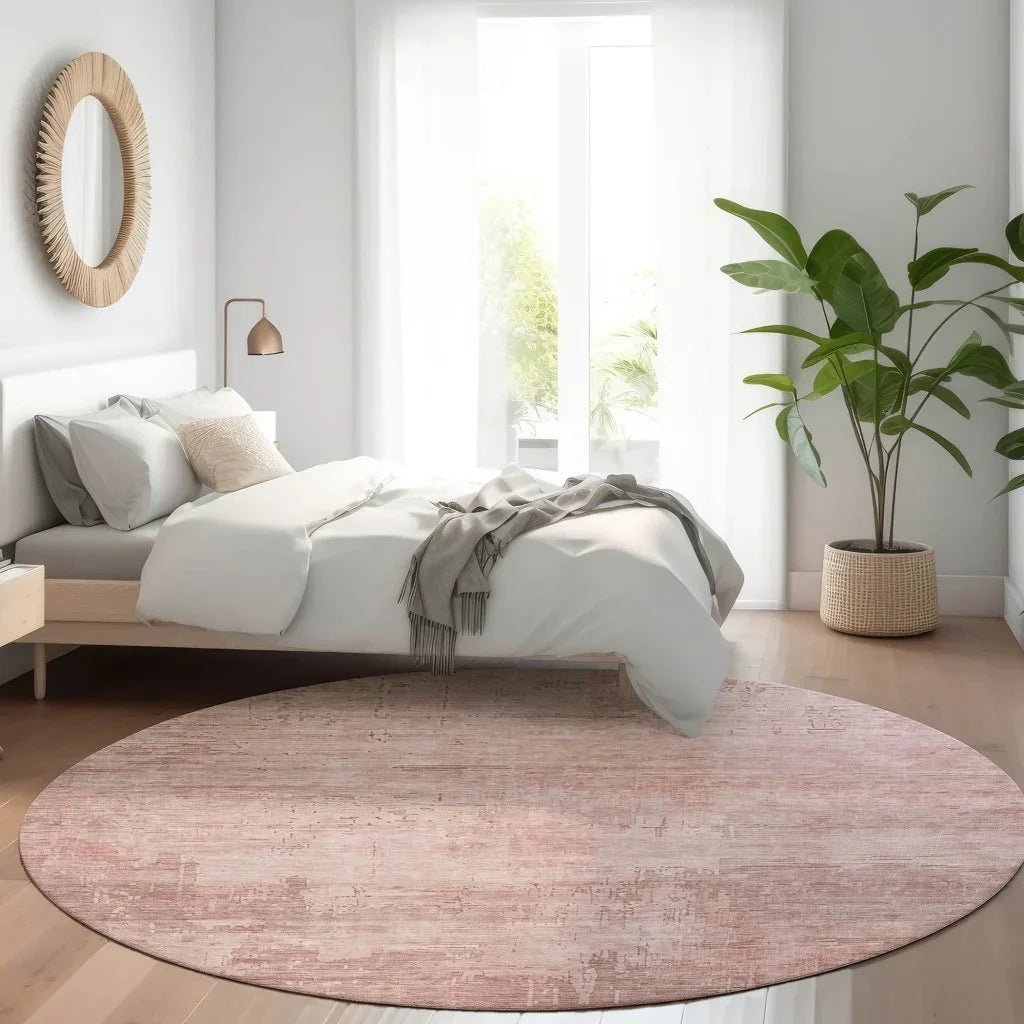 LOOMLAN Rugs Thornyx Pink Washable Indoor-Outdoor Rug