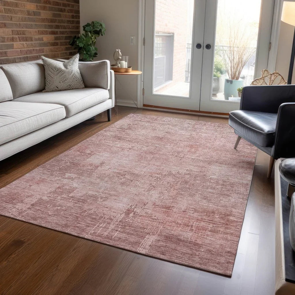LOOMLAN Rugs Thornyx Pink Washable Indoor-Outdoor Rug